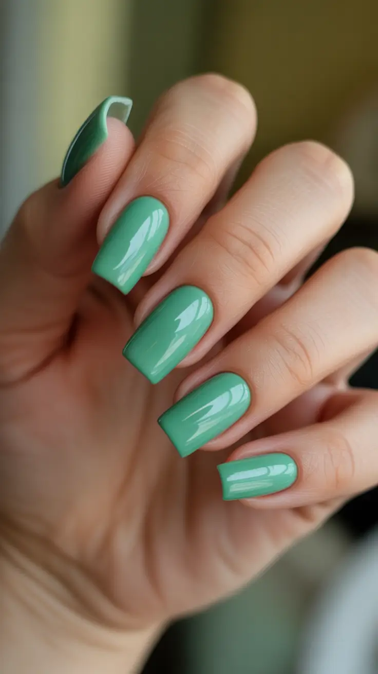 Trendy Christmas Nail Colors 2025 Minty Meadow Calm