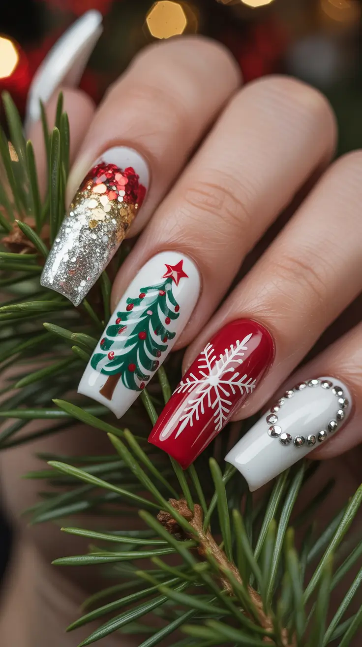 Trendy Christmas Tree Nail Ideas 2025 Glamorous North Pole