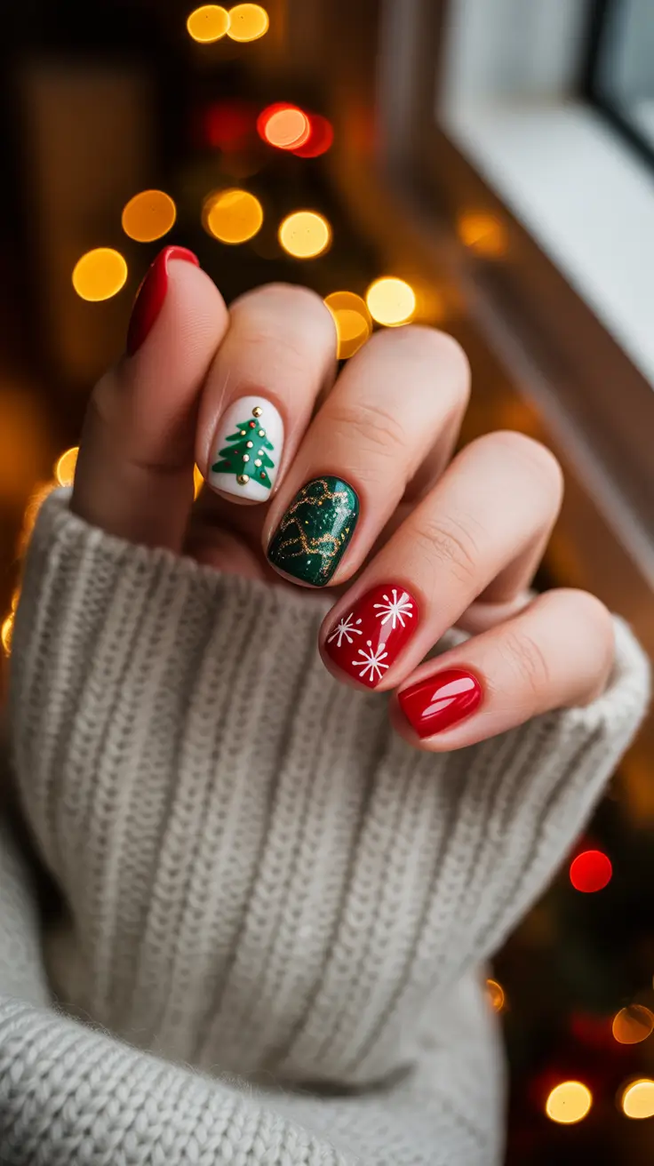 Trendy Christmas Tree Nail Ideas 2025 Festive Cozy Mix