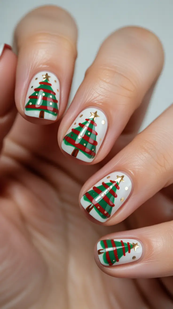 Trendy Christmas Tree Nail Ideas 2025 Sweet Minimalist Pines