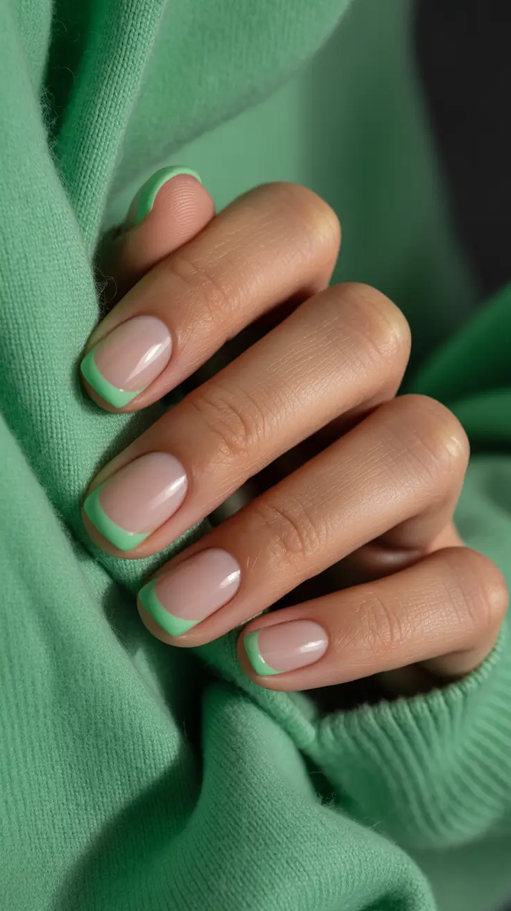 Trendy French Nail Ideas Christmas 2025 Minty Fresh French