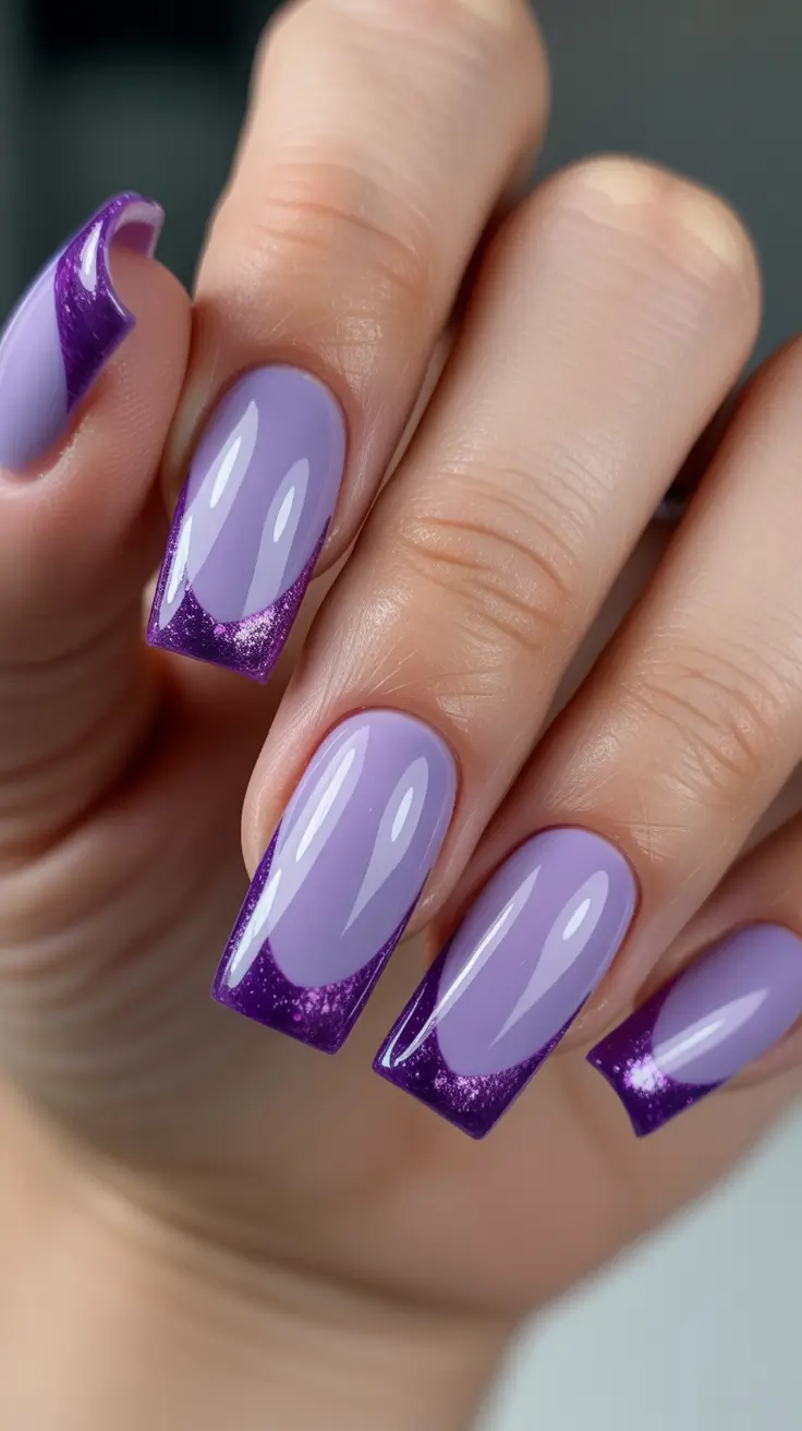 Trendy French Nail Ideas Christmas 2025 Lavender Sparkle Dream