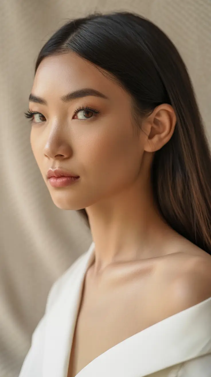 Trendy Round Face Winter Haircut Ideas 2025-2026 Minimalist Straight Cut with Middle Part