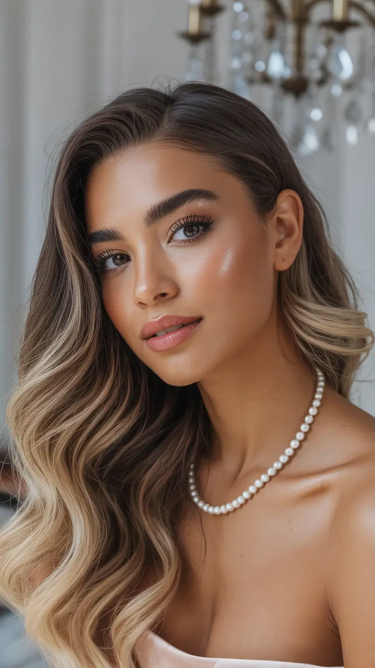 Trendy Round Face Winter Haircut Ideas 2025-2026 Hollywood-Inspired Ombre Waves