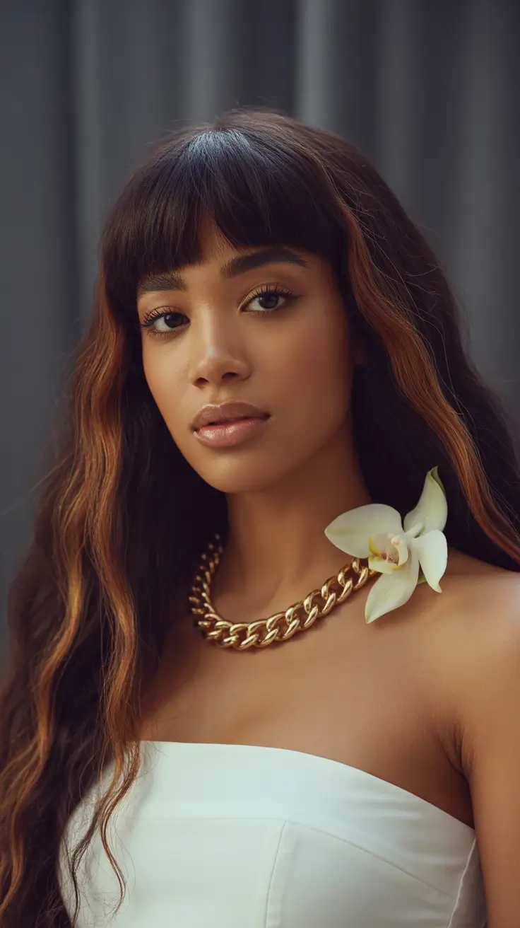 Trendy Round Face Winter Haircut Ideas 2025-2026 Soft Fringe with Long Subtle Waves