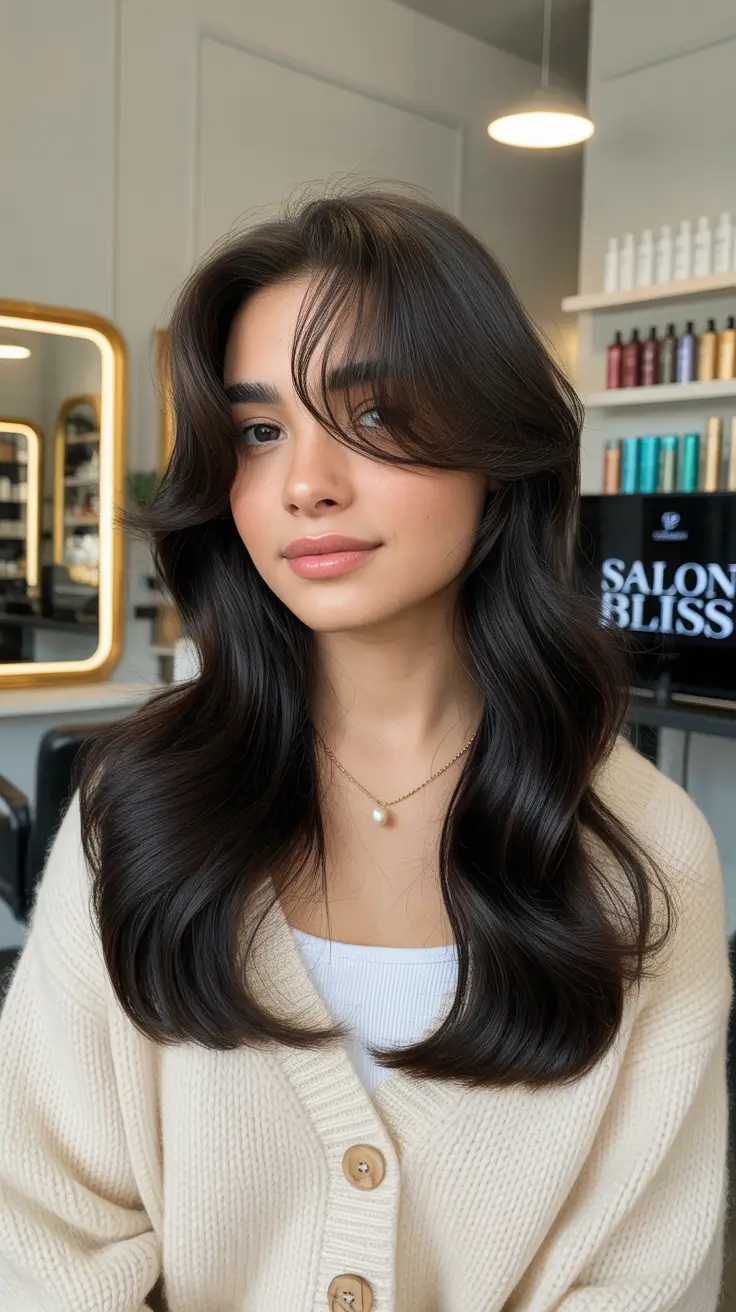 Trendy Round Face Winter Haircut Ideas 2025-2026 Layered Butterfly Cut with Curtain Bangs