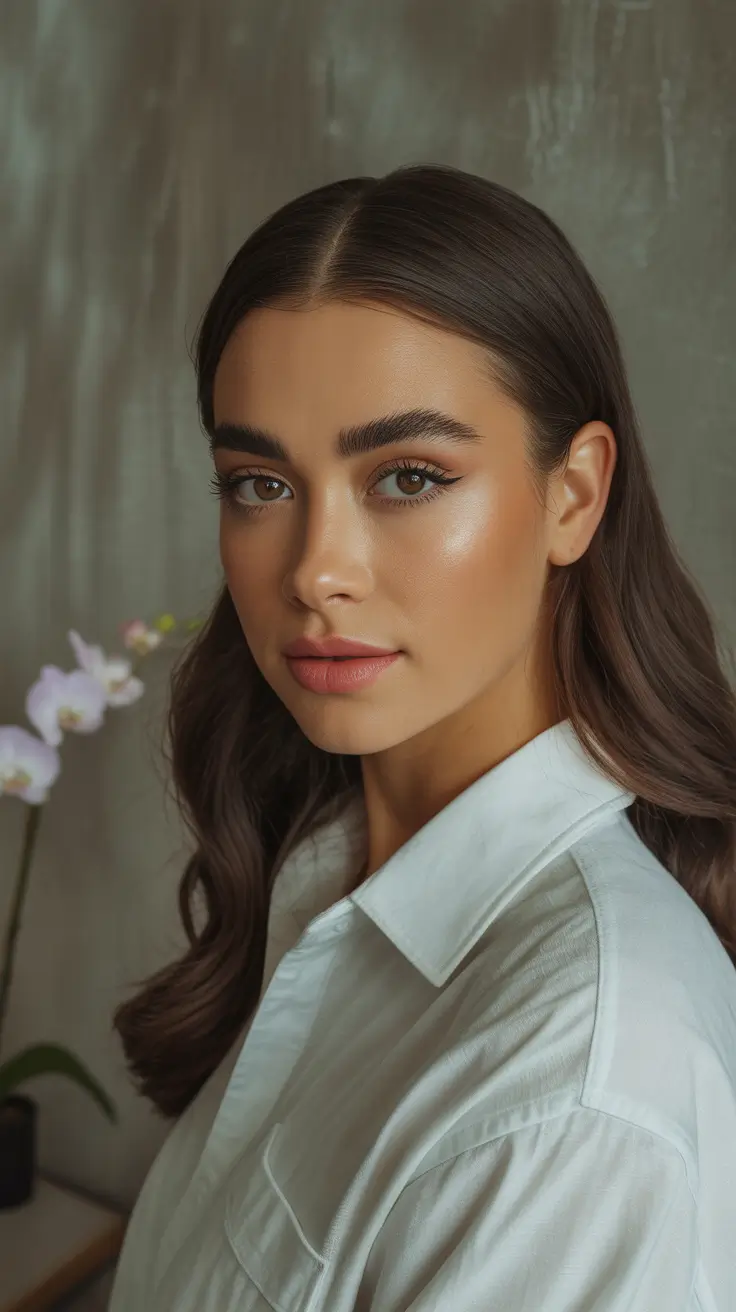 Trendy Round Face Winter Haircut Ideas 2025-2026 Sleek Mid-Length with Subtle Waves