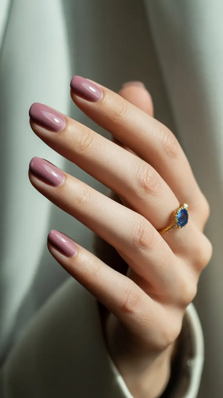 Trendy Short Winter Nail 2025-2026 Soft Mauve Winter Elegance