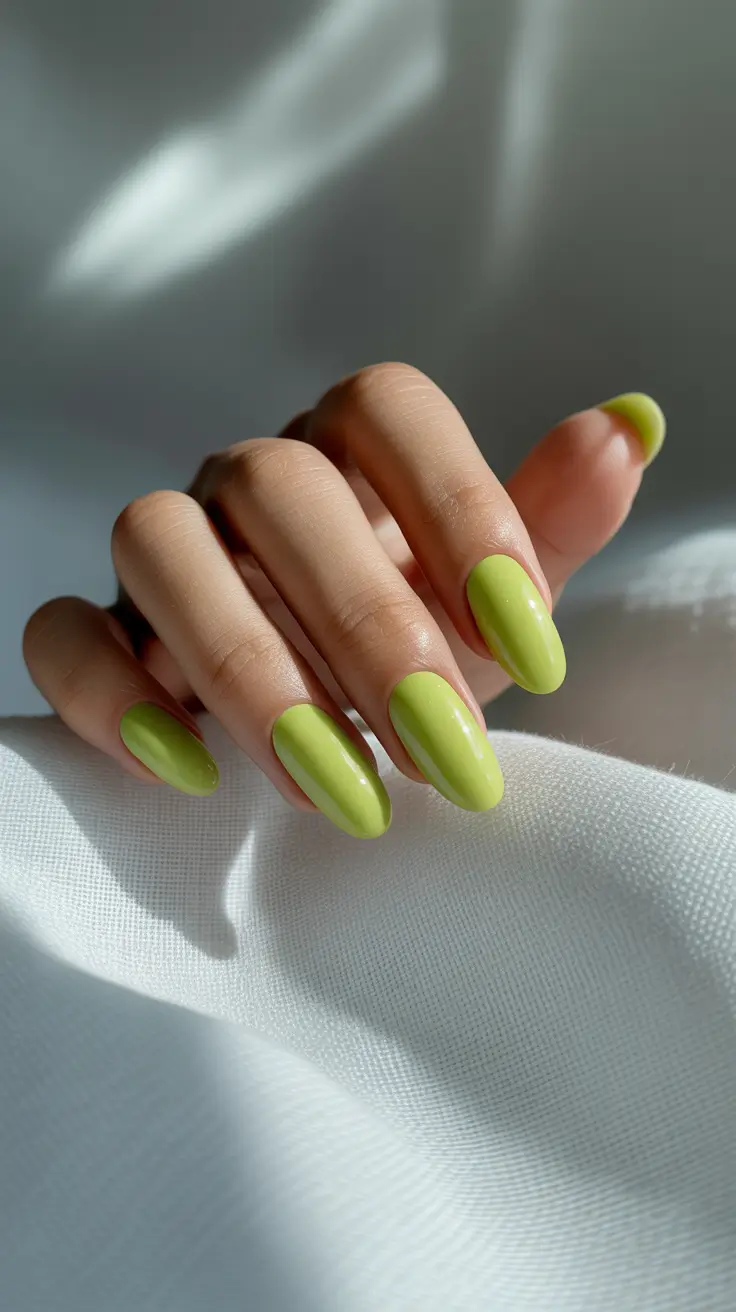Trendy Short Winter Nail 2025-2026 Fresh Lime Glow