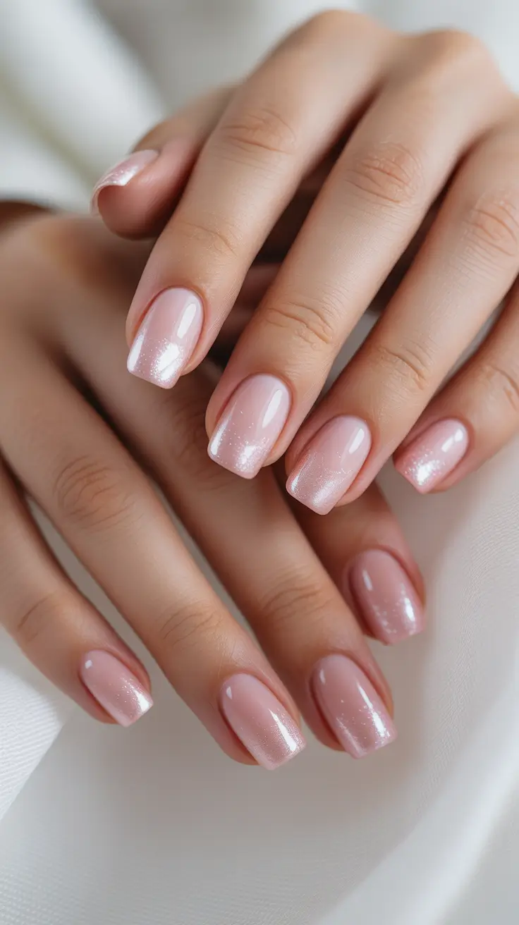 Trendy Short Winter Nail 2025-2026 Shimmering Nude Perfection