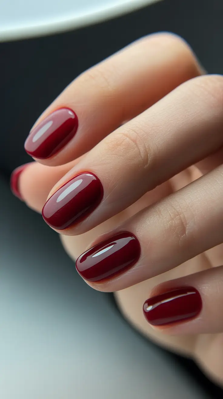 Trendy Short Winter Nail 2025-2026 Wine-Red Minimal