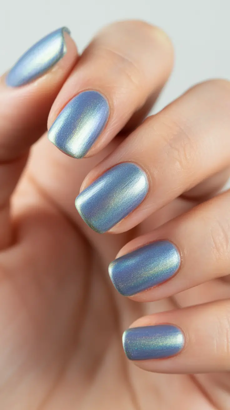 Trendy Short Winter Nail 2025-2026 Frozen Blue Chrome