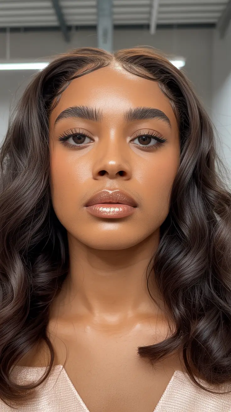 Winter 2025-2026 Hairstyles for Black Women Glossy Cocoa Waves
