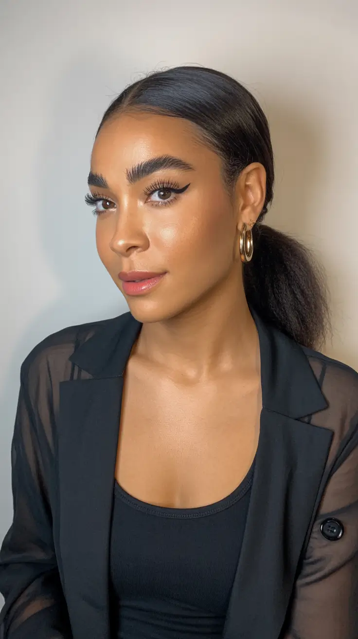 Winter 2025-2026 Hairstyles for Black Women Sleek Low Ponytail