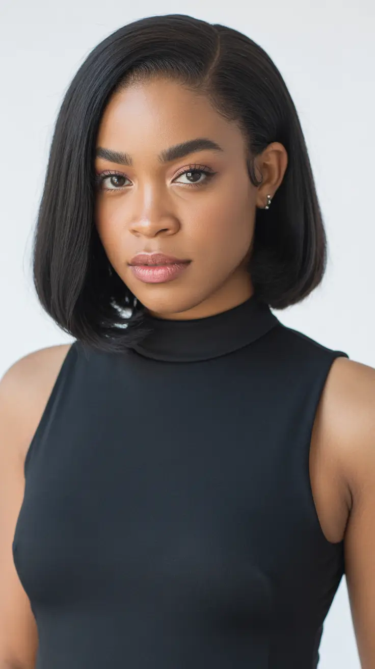 Winter 2025-2026 Hairstyles for Black Women Side-Part Bob Elegance