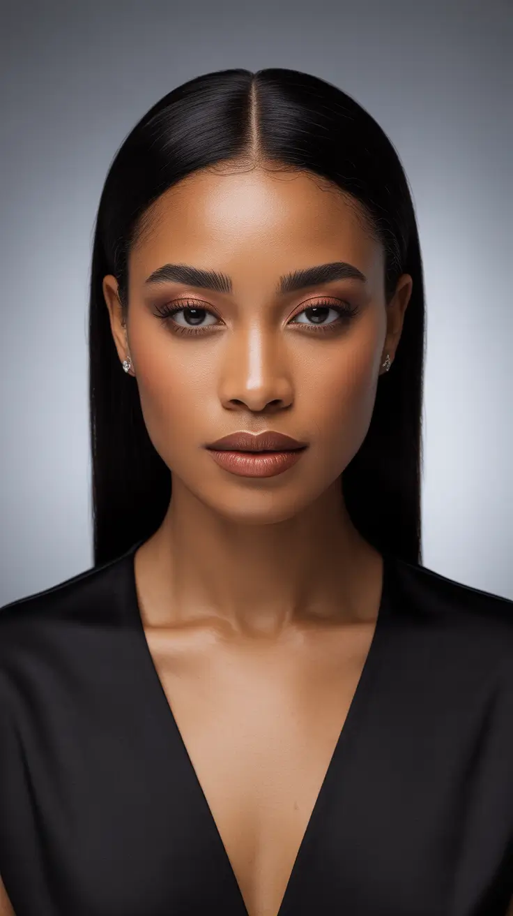 Winter 2025-2026 Hairstyles for Black Women Polished Middle-Part Sleekness