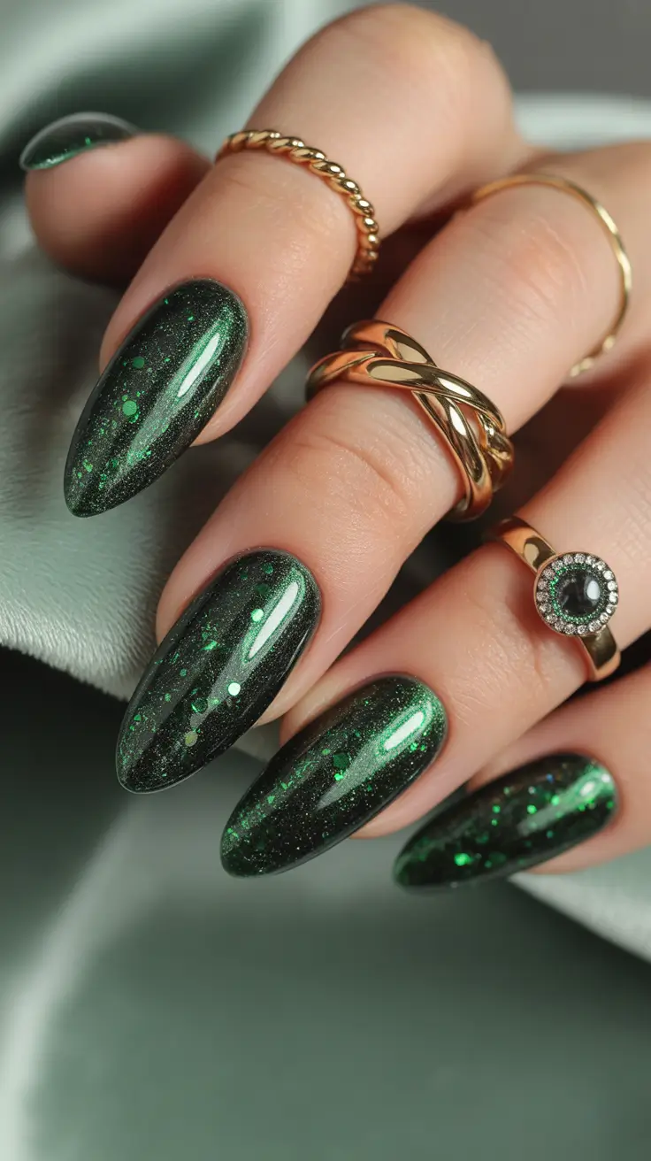 Winter 2025-2026: Nails Ideas Emerald Galaxy