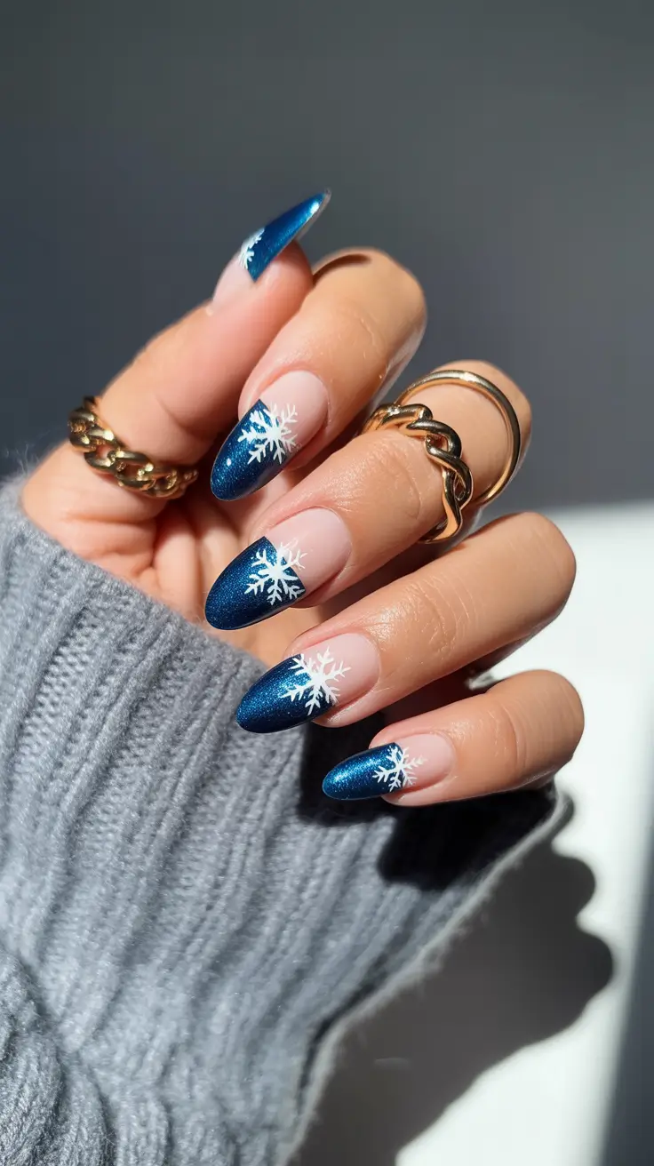 Winter 2025-2026: Nails Ideas Snowflake Magic in Ice Blue