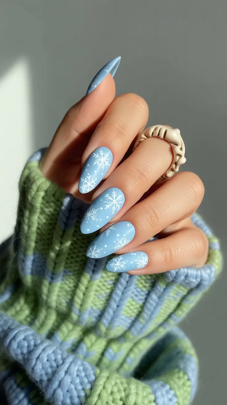 Winter 2025-2026: Nails Ideas Frost Kissed Blue