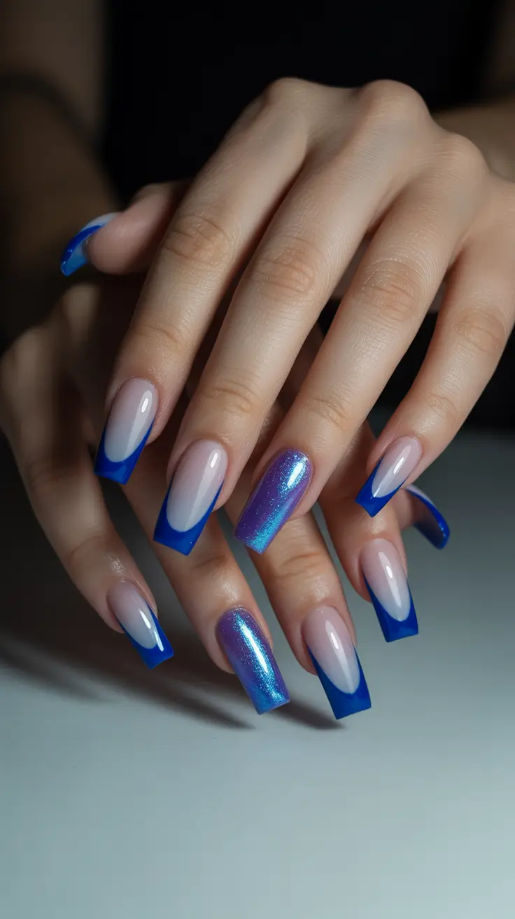Winter Nail Colors and Designs Ideas 2025-2026 Electric Ice Blue Tips