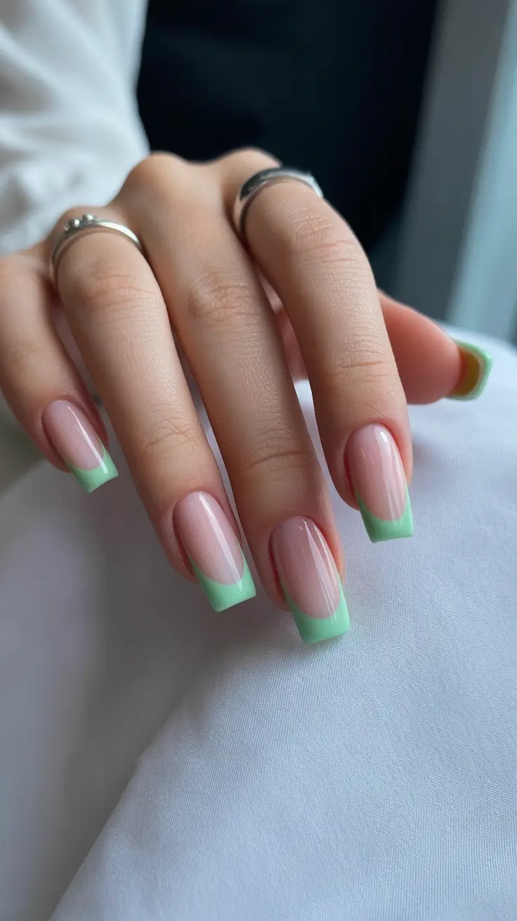 Winter Nail Colors and Designs Ideas 2025-2026 Mint French Tips