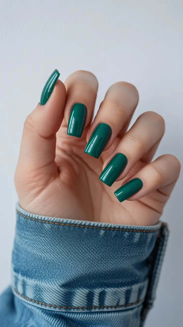 Winter Nail Colors and Designs Ideas 2025-2026 Emerald Depths