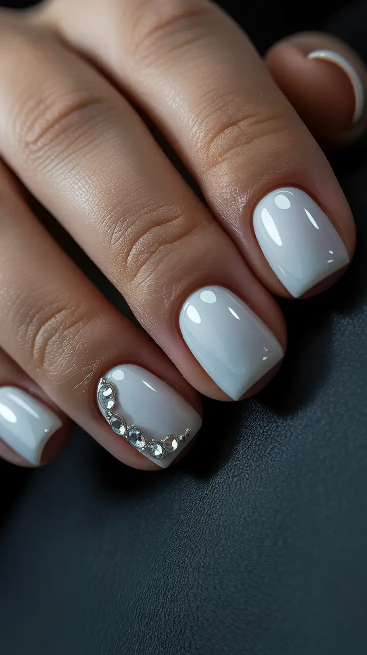 Winter Short Gel Nails Color and Design: 2025 / 2026 Frosted Diamond Edge
