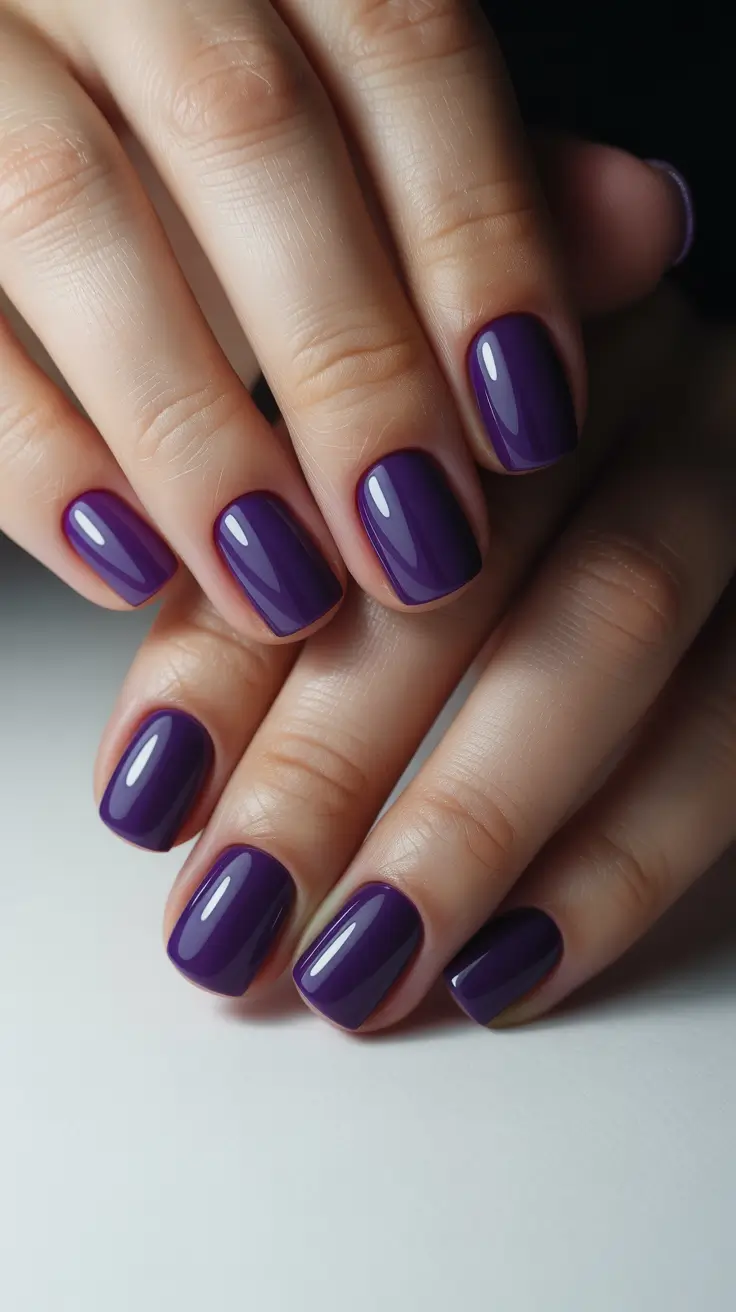 Winter Short Gel Nails Color and Design: 2025 / 2026 Violet Nightfall