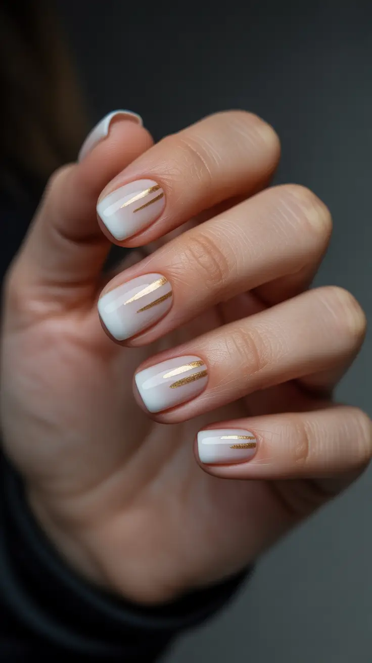 Winter Short Gel Nails Color and Design: 2025 / 2026 Golden Whisper