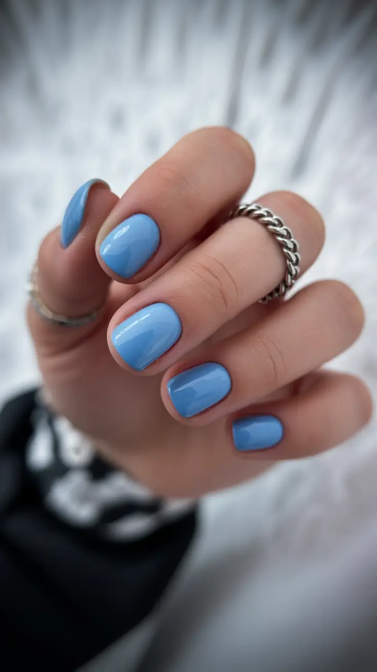 Winter Short Gel Nails Color and Design: 2025 / 2026 Frozen Sky