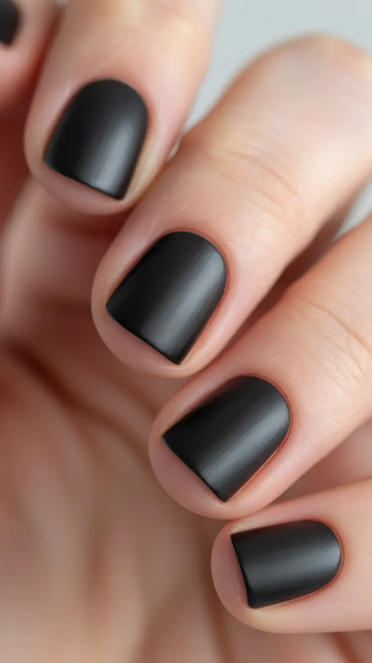 Winter Short Gel Nails Color and Design: 2025 / 2026 Velvet Noir Matte