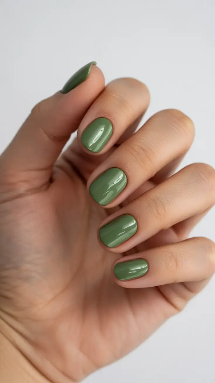 Winter Short Gel Nails Color and Design: 2025 / 2026 Evergreen Calm