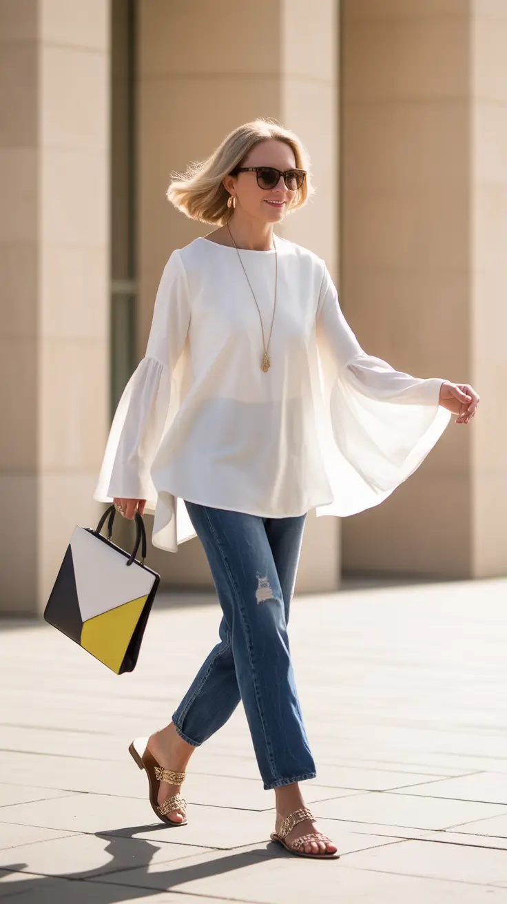 best outfits for women over 40 in 2026 White Whimsy and Golden Light