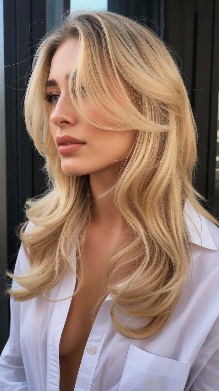 blonde hair color 2026 with soft dimension Golden Softness