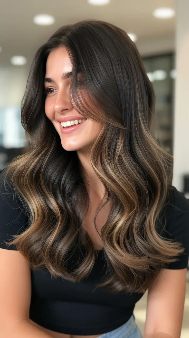 brown hair colors 2026 Golden Mocha Balayage