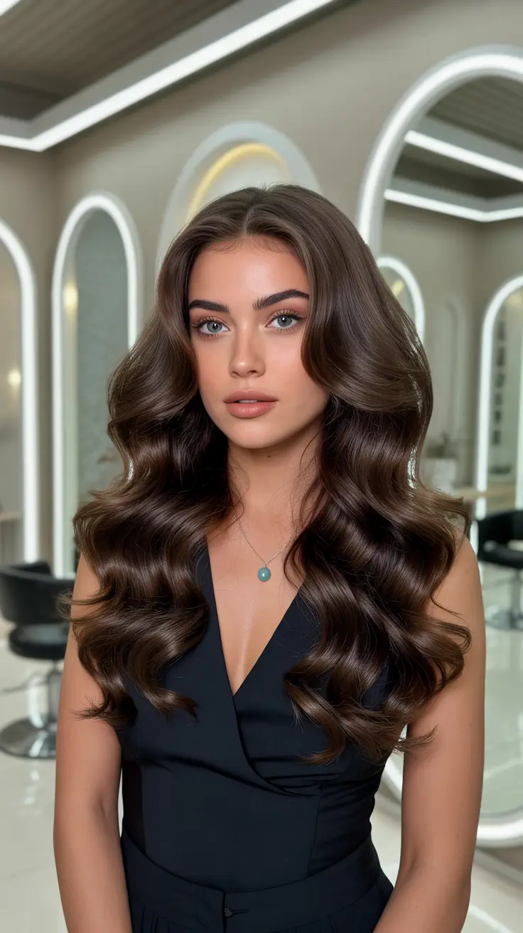 brown hair colors 2026 Copper-Infused Chocolate Shine