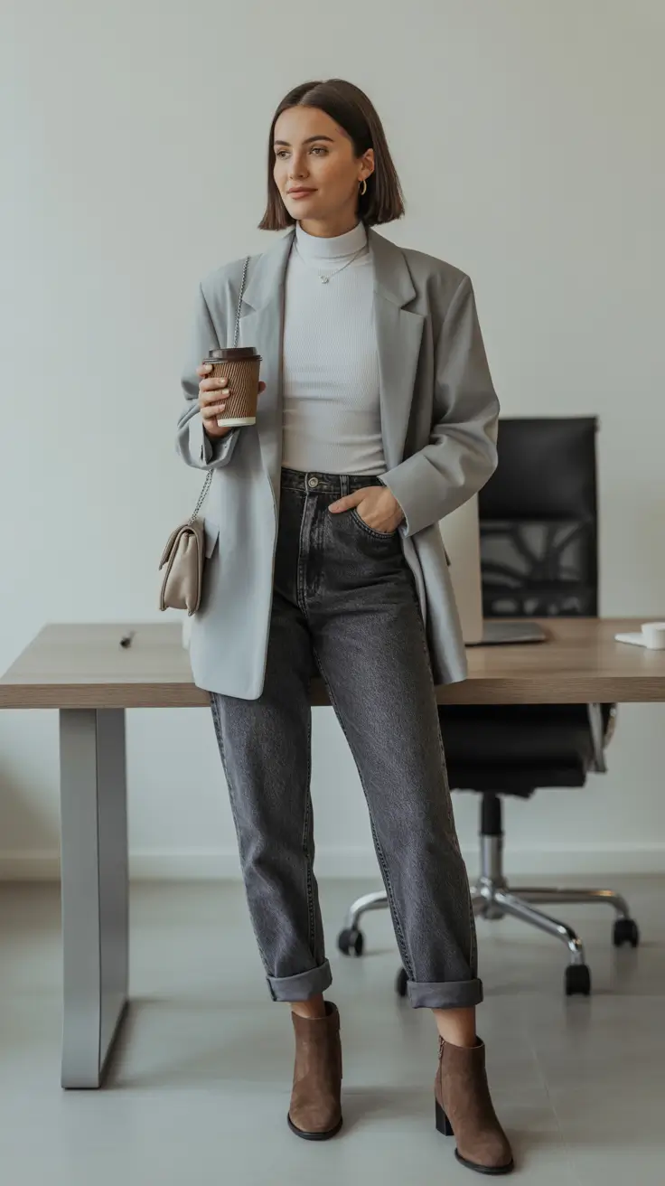 Capsule wardrobe outfits for work 2026 Soft Gray Confidence