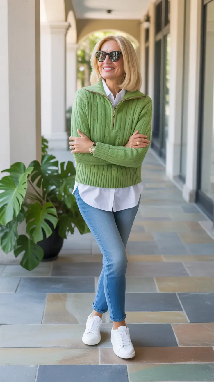 chic outfits for women over 50 in 2026 fresh greens and classic layers