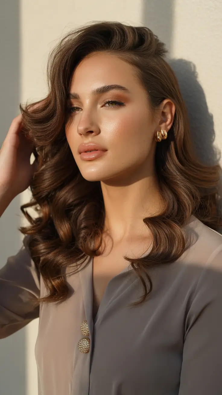 Chocolate brown hair color 2026 with caramel lights Creamy Caramel Luxe