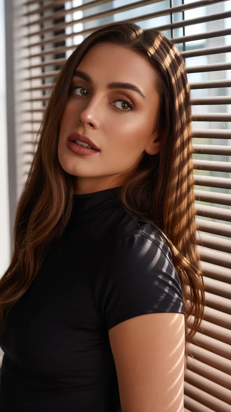 Chocolate brown hair color 2026 with caramel lights Velvet Espresso Shine