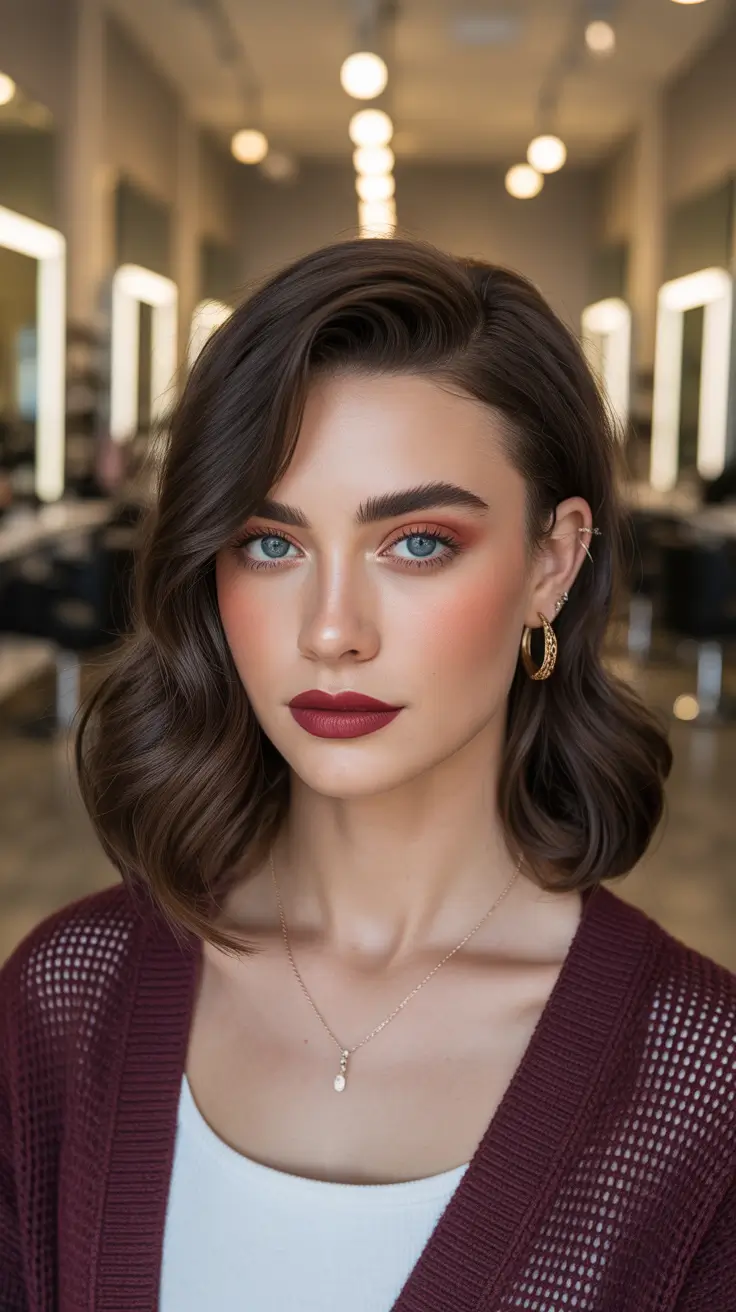 Cool dark brown hair color 2026 Glossy Medium Brunette With Cold Elegance