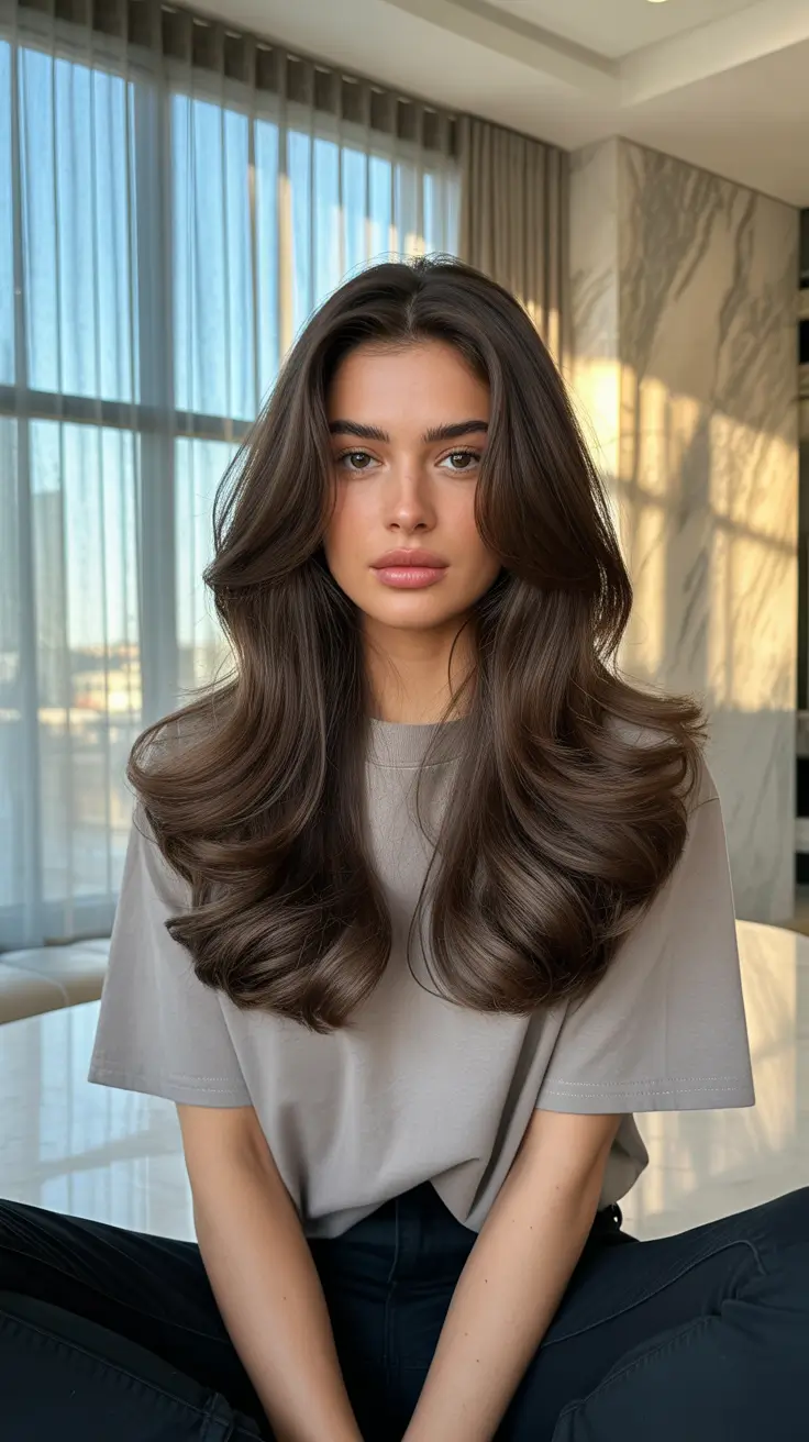 Cool dark brown hair color 2026 Modern Soft Volume Brunette