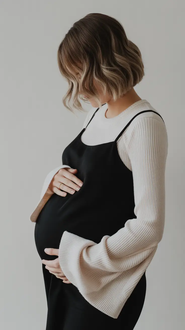 Cute pregnancy outfits 2026 Layered Modern Romance