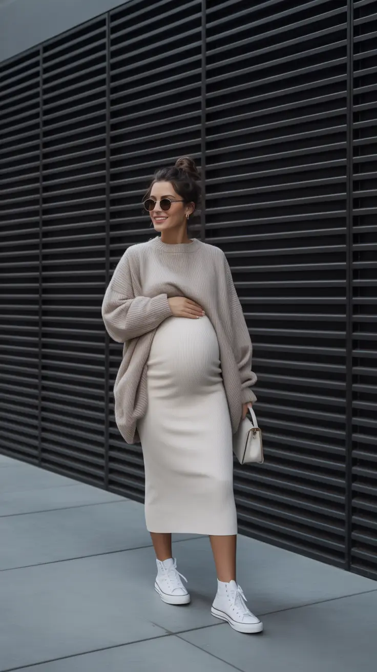 Cute pregnancy outfits 2026 City Chic in Cream