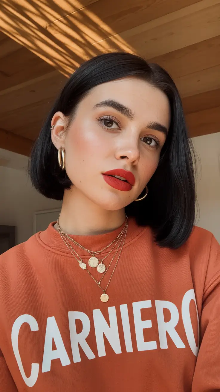 Effortless hair color ideas 2026 Ink Black Modern Bob