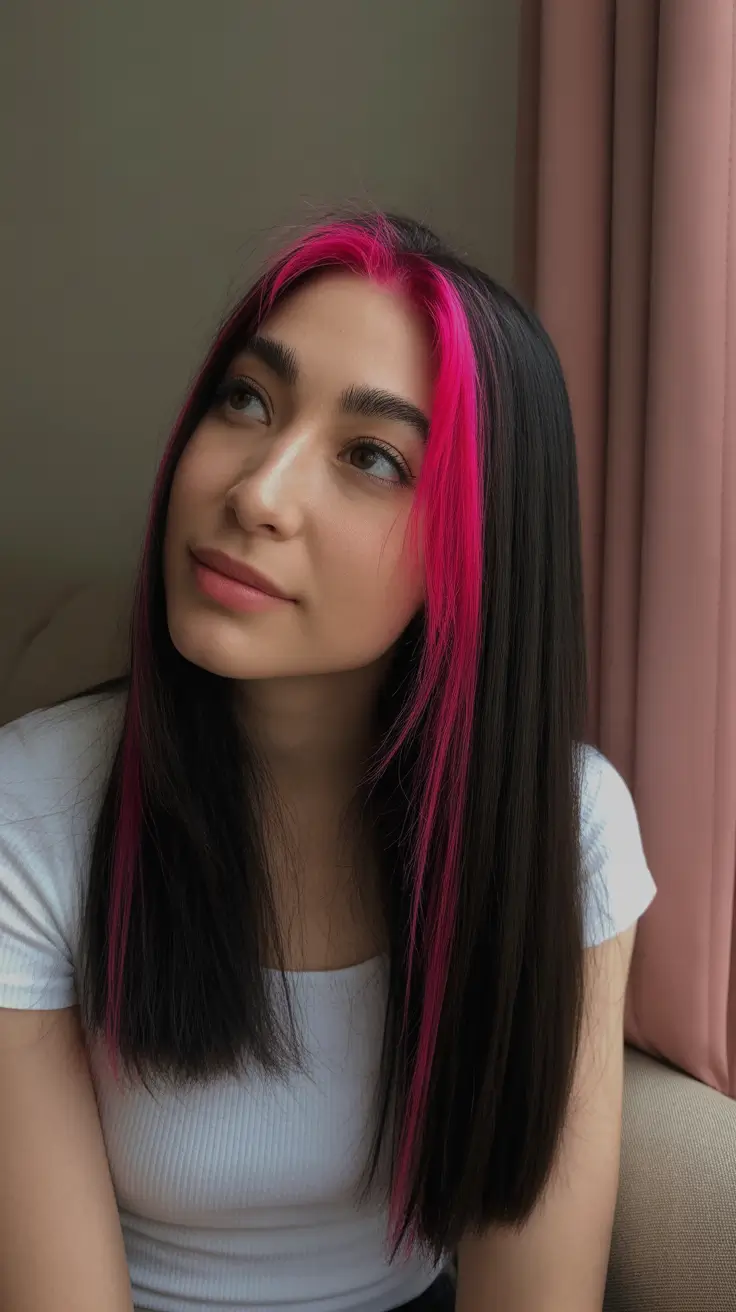 Effortless hair color ideas 2026 Pink Face-Frame Streaks