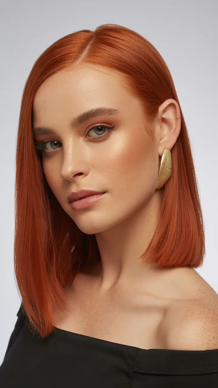 Effortless hair color ideas 2026 Copper Sleek Edge