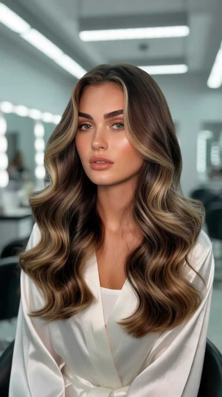 Latest haircut styles 2026 Glossy Caramel Hollywood Waves