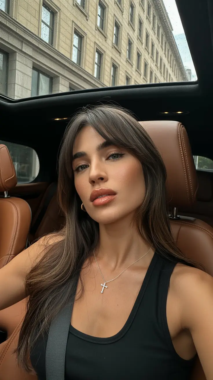 Latest haircut styles 2026 Layered Curtain Fringe Glow