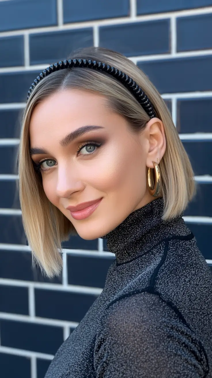 Modern bob haircut styles 2026 Retro Glam Bob with Golden Highlights